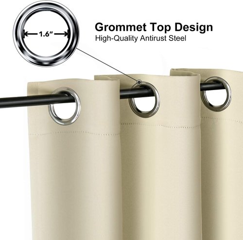 ChrisDowa Small Window Curtains - Grommet Thermal Insulated Room Darkening Panels (Beige, 36 x 24 Inch)