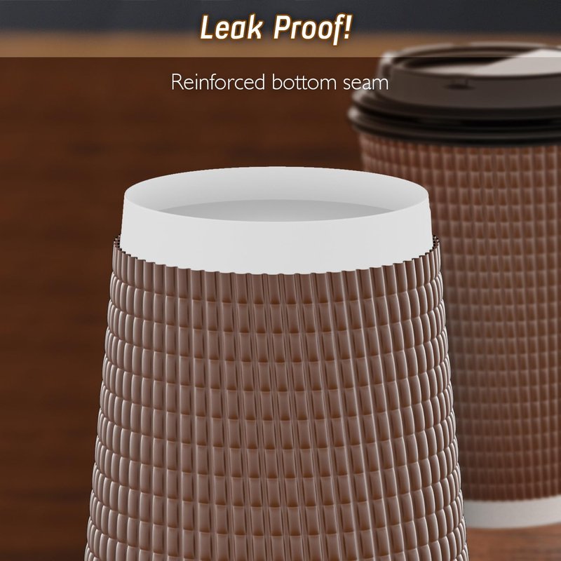 Qunclay Disposable Coffee Cups with Lids,16 oz (80 Pack) Togo Hot Paper Coffee Cup with Leak-Proof Lid To Go for Hot/Cold Beverages Insulated Reusable Drinks Corrugated Ripple Cups (Brown)