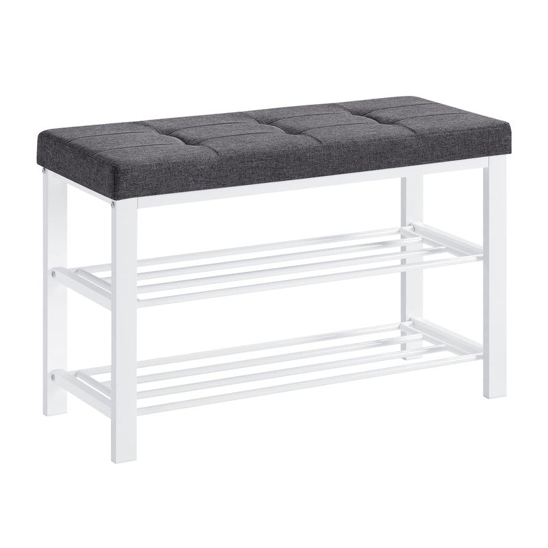 SONGMICS Shoe Bench, Storage Bench, Entryway Bench with Cushion, Shoe Shelf with Seat, Space-Saving, Modern Style, for Living Room, Bedroom, Hallway, Dark Gray and Cloud White ULBS057W01