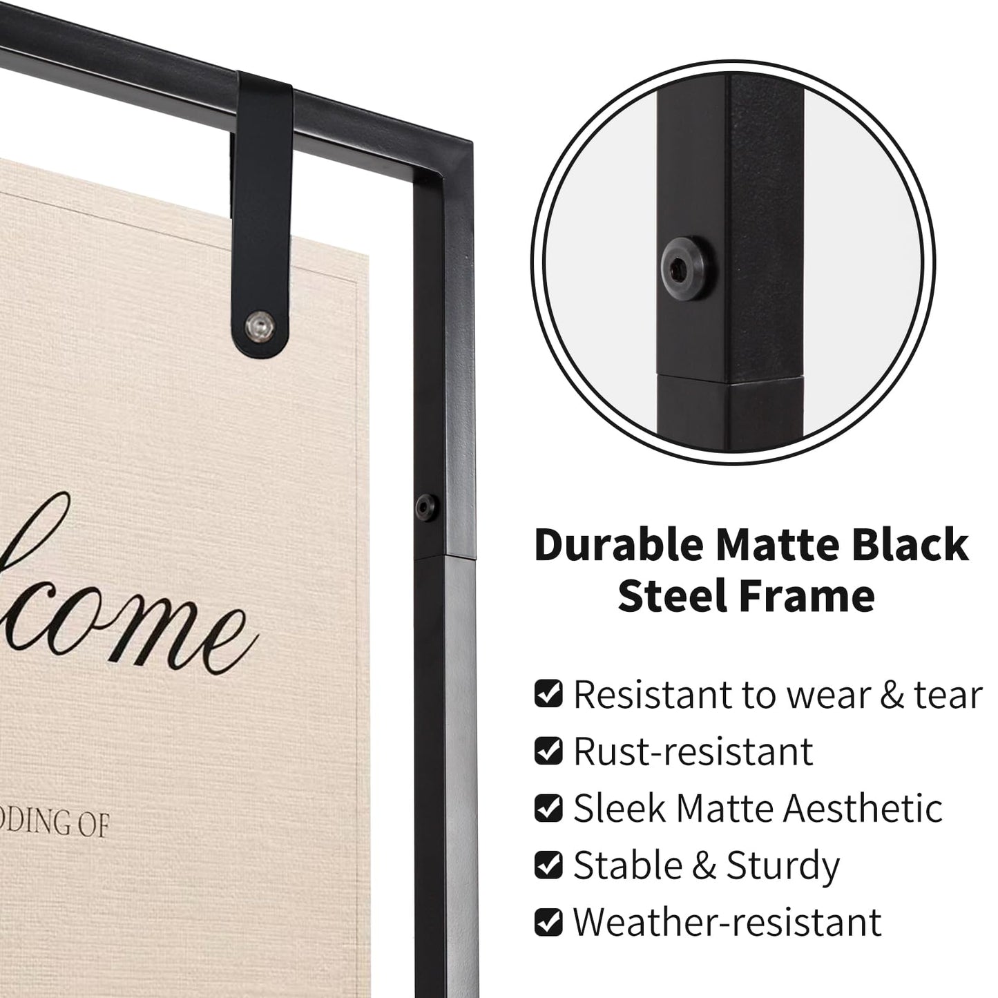 Gawicpy Wedding Sign Stand -3 Colors, Adjustable Gold Sign Stand | Fabric Display, Wedding Welcome Sign Stand, Indoor/Outdoor Display Stand (Black)
