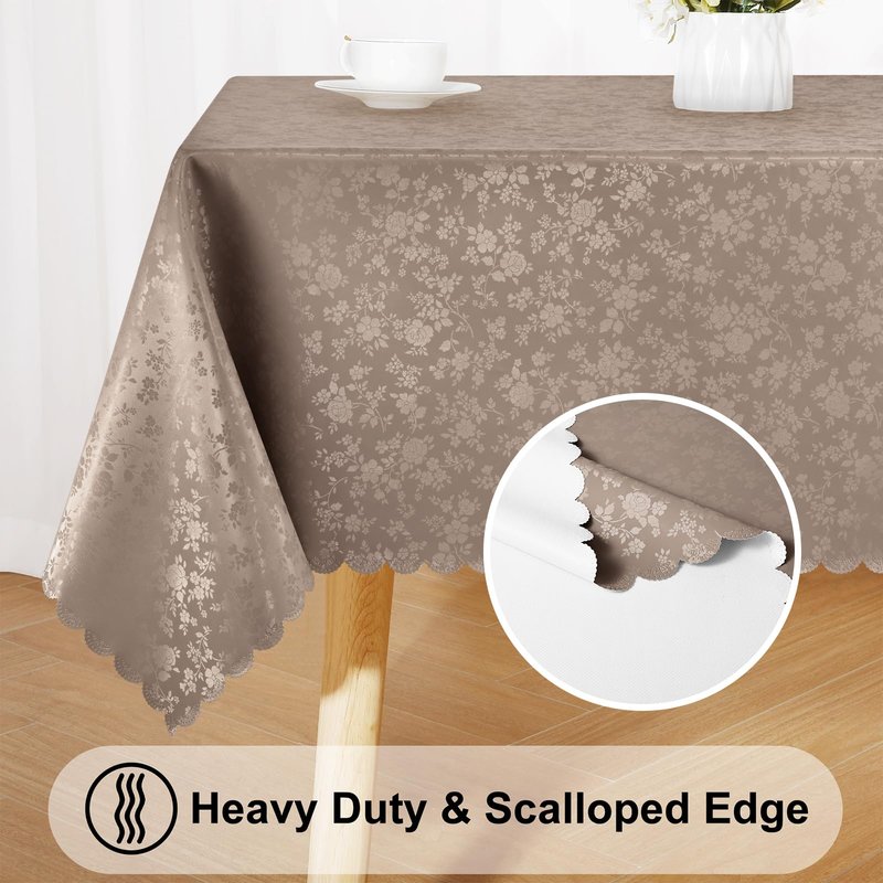 Smiry Square Table Cloth, Waterproof Heavy Duty Vinyl Tablecloths, Wipeable Washable Table Cover for Kitchen and Dining Room (Taupe, 54" X 54")