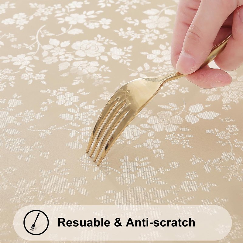 Smiry Rectangle Table Cloth, Waterproof Heavy Duty Vinyl Tablecloths, Wipeable Washable Table Cover for Kitchen and Dining Room (Beige, 54" X 108")