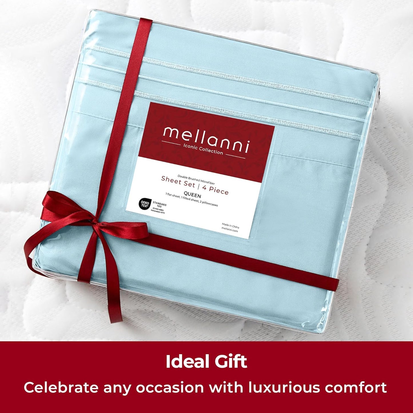 Mellanni Extra Deep Twin Sheets - Hotel Luxury Bedding Set | Ultra Soft, Cooling, Wrinkle-Resistant (Aqua)