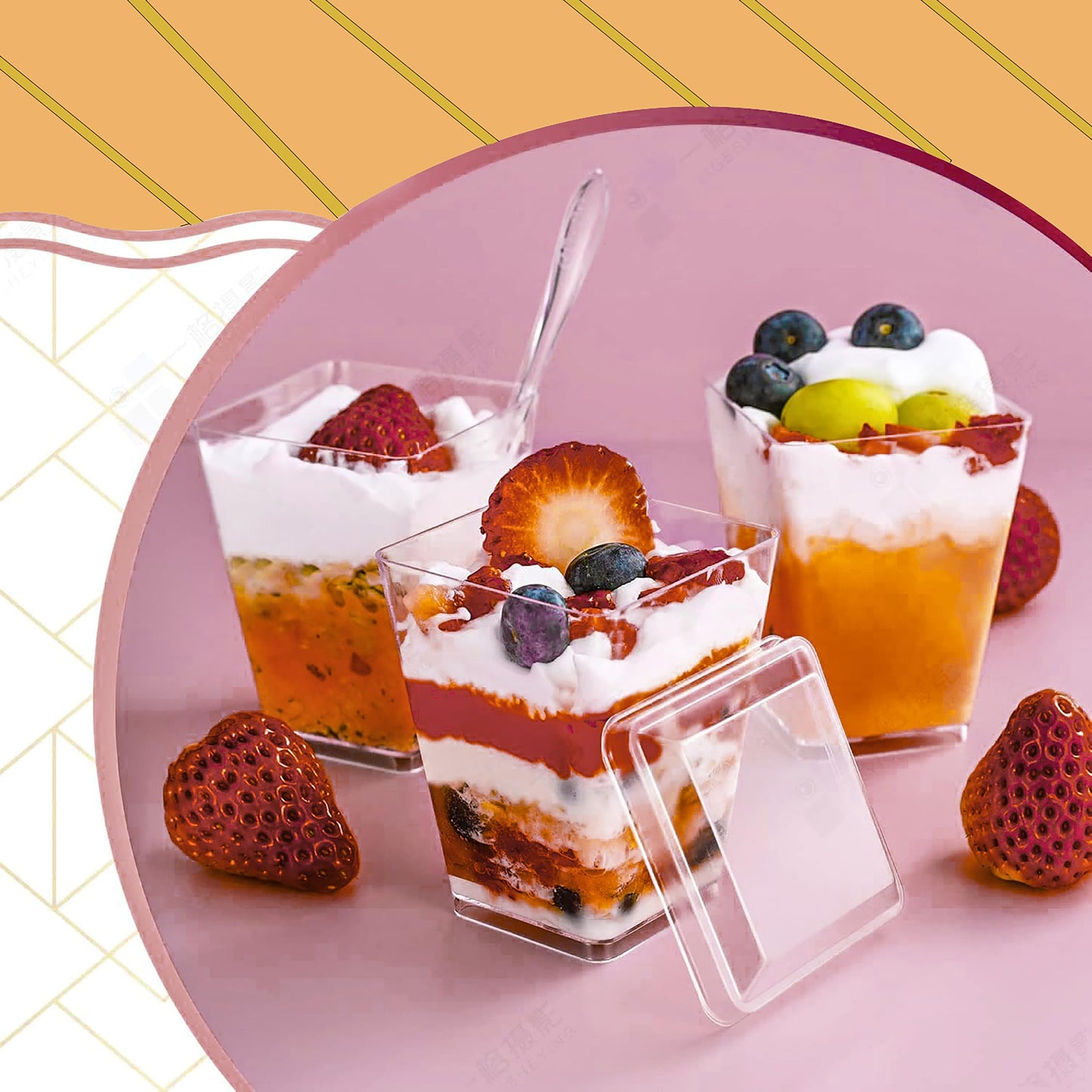 20 Pack 5 oz Plastic Dessert Cups with Lids, Yogurt Parfait/Appetizer Cup with Lids for Party, Mini Dessert Cups with Spoons Dessert Shooter Cups for Pudding, Fruit and Ice Cream (20)