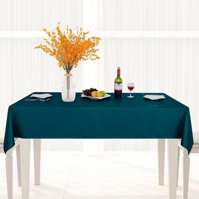 sancua 100% Waterproof Rectangle PVC Tablecloth - 60 x 140 Inch - Oil Proof Spill Proof Vinyl Table Cloth, Wipe Clean Table Cover for Dining Tables, Buffet Parties and Camping, Deep Teal