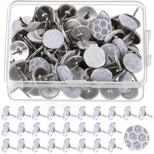Fullhawl 100 Reflective Tacks Trail Marking Tacks Glow Reflective Mark Trail Markers Thumb Nails for Hunting Hiking Camping Tree Stand (Sliver)