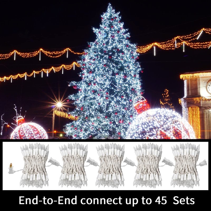 LAMPHOME 21.6FT 100 Mini LED String Lights, White Christmas Lights, White LED Lights, String Lights Indoor Outdoor for Home Holiday Party Wedding Independence Day Patriotic Decor