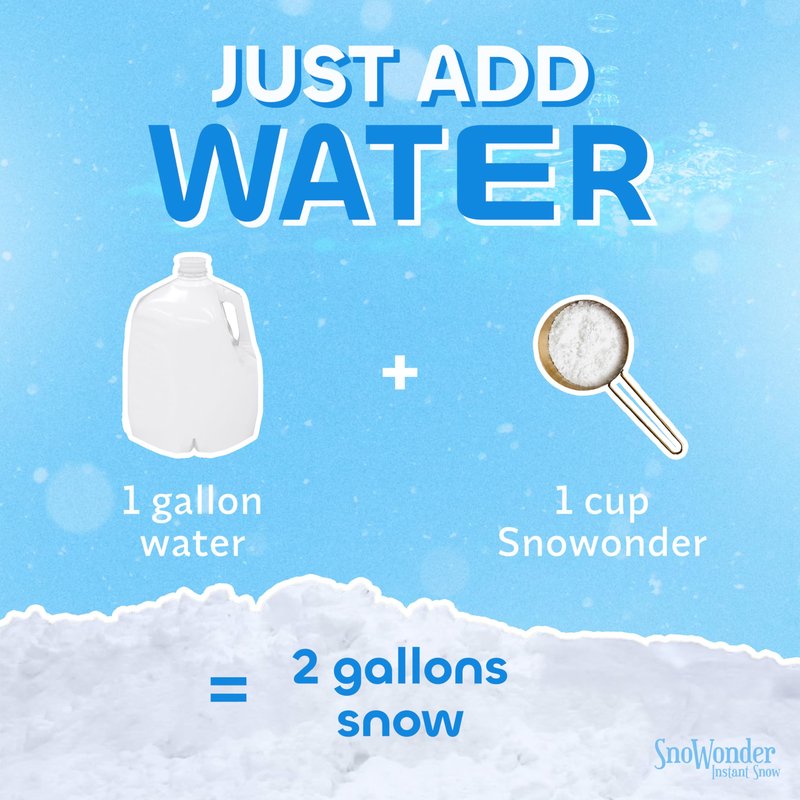 SNOWONDER Instant Snow Fake Artificial Snow, Also Great for Making Cloud Slime - Mix Makes 2 Gallons of Fake Snow