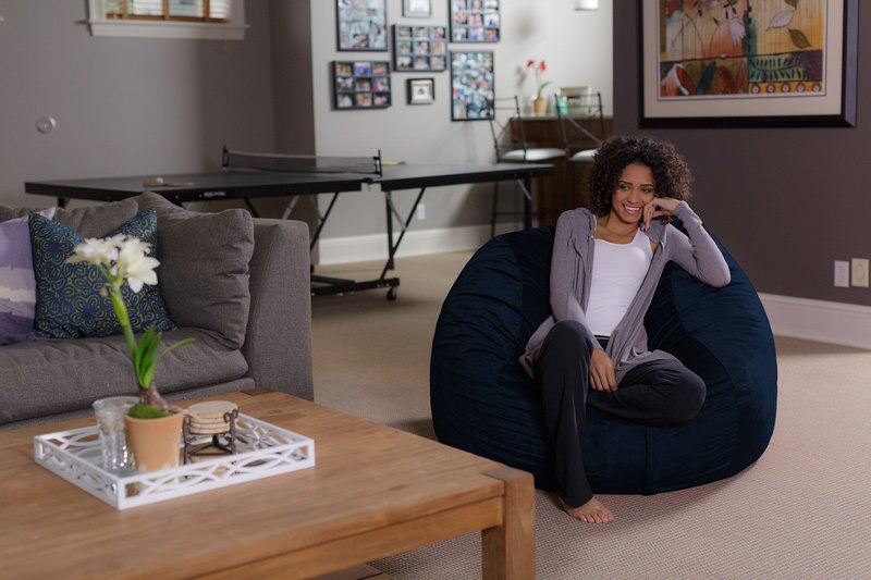 Sofa Sack Bean Bag Chair - Plush, Ultra Soft - Memory Foam Bean Bag Chair with Microsuede Cover - Stuffed Foam Filled Furniture and Accessories for Dorm Room 4 Feet - Navy