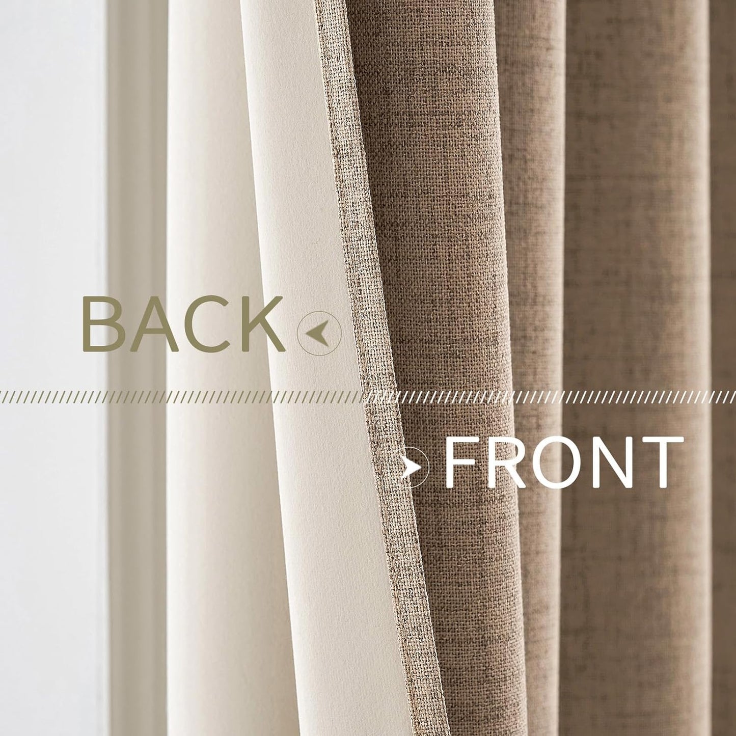 MIULEE 100% Blackout Linen Textured Curtains - Thermal Insulated Copper Brown Grommet Drapes | 52 x 120 Inch (2 Panels)