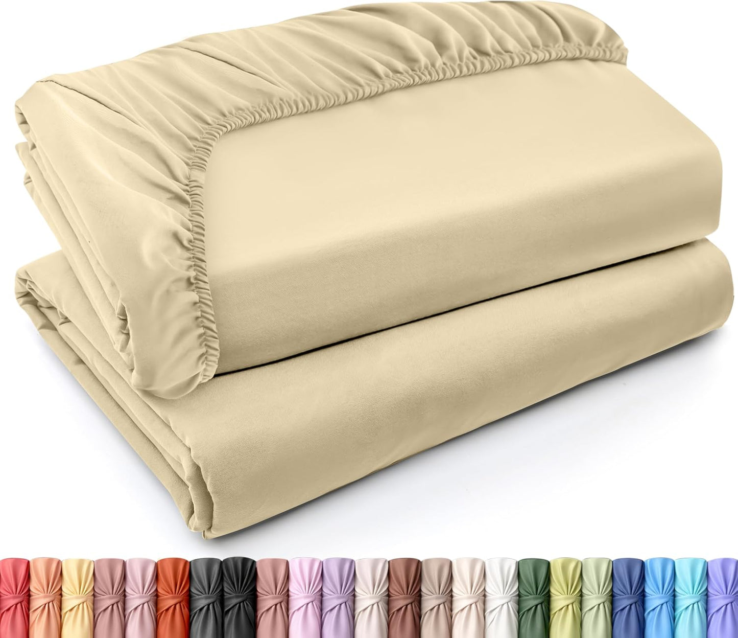 Utopia Bedding Twin Fitted Sheets - Soft Brushed Microfiber - Deep Pocket Design - Bulk Pack of 2 (Beige)