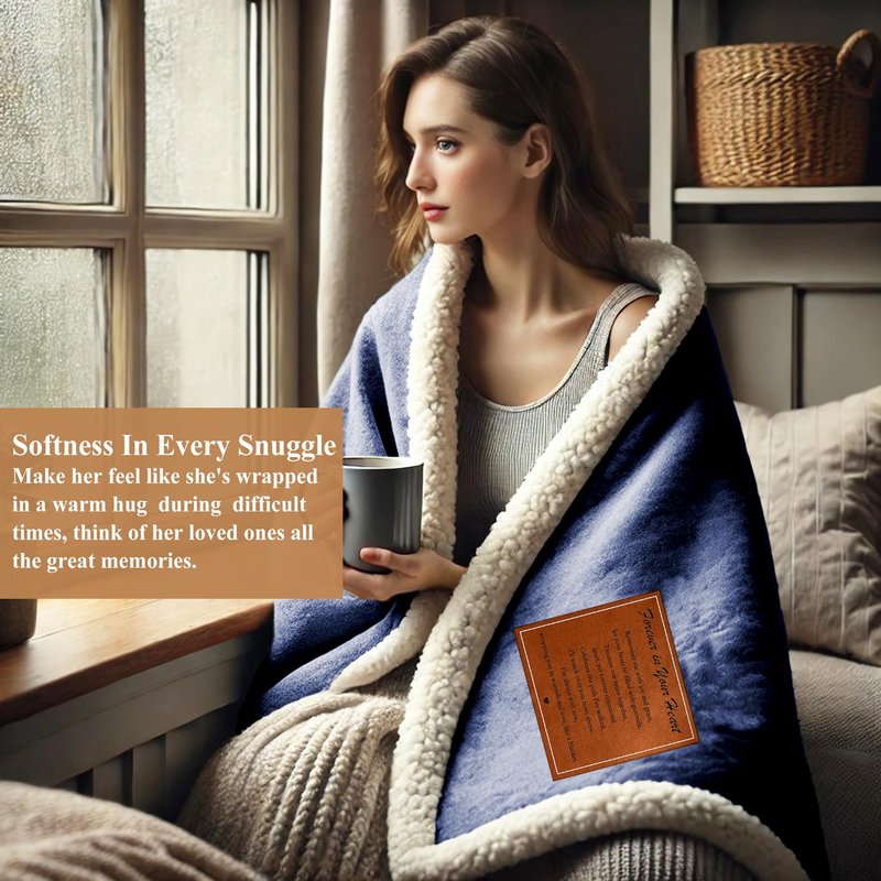 Forever in Your Heart Blue Sympathy Memorial Blanket, Ultra Soft Fleece Sympathy Gift for Loss of a Loved One, Thoughtful Bereavement Throw for Condolence & Grief Comfort (50”x60”)