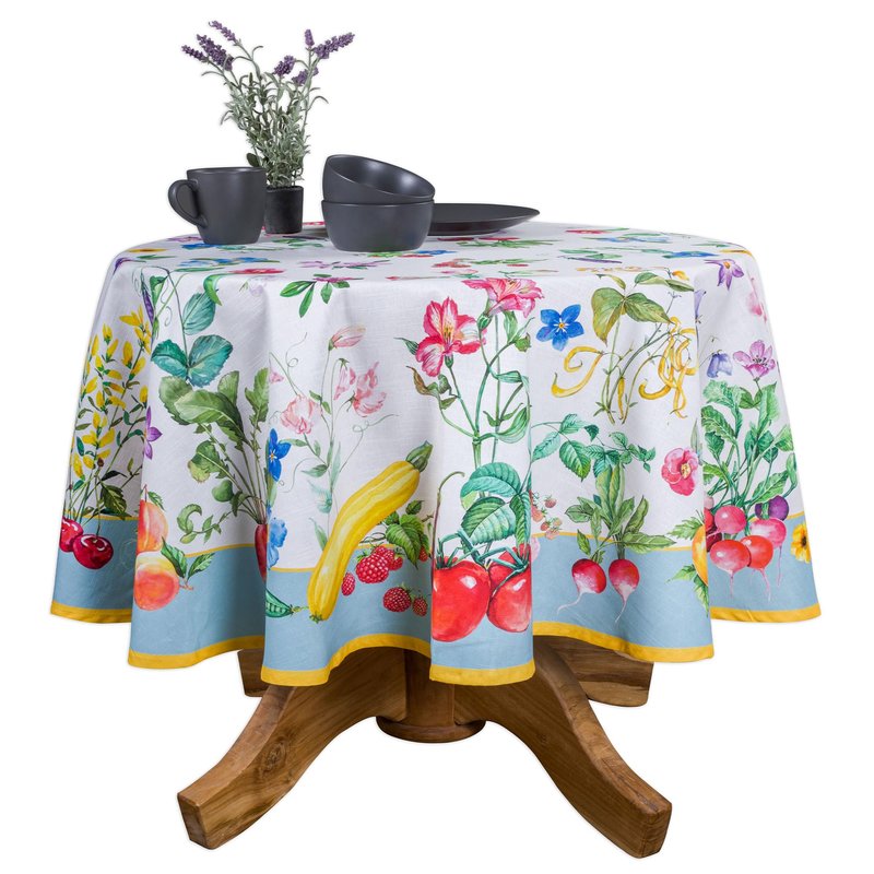 Maison d' Hermine Table Cloth Round Table 100% Cotton 69 Round Inches Tablecloth Reusable Decorative for Dining Kitchen Room Farmhouse Home Gifts for Mothers Day Spring Summer - Giverny