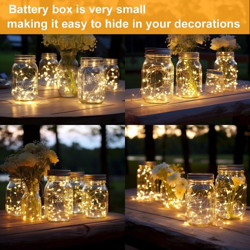 Fairy Lights 24 Pack - Battery Operated 3.3ft 20 LED Warm White String Lights for Weddings & DIY Decor