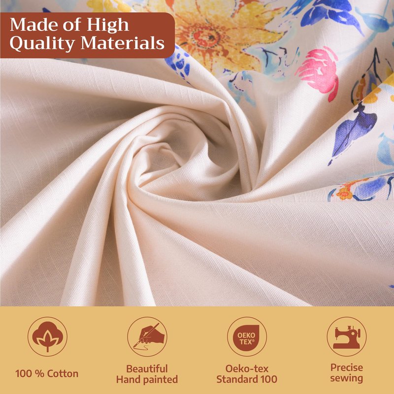 Maison d' Hermine Table Cloth Rectangle Table 100% Cotton 70 x 90 Inches Tablecloth Reusable Decorative for Dining Kitchen Room Farmhouse Home Gifts for Mothers Day Spring Summer - Girassol