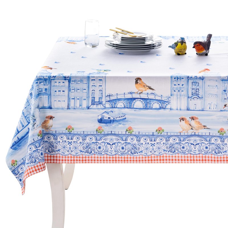 Maison d' Hermine Table Cloth Rectangle Table 100% Cotton 70 x 120 Inches Tablecloth Reusable Decorative for Dining Kitchen Room Farmhouse Home Gifts for Mothers Day Spring Summer - Amsterdam Canals