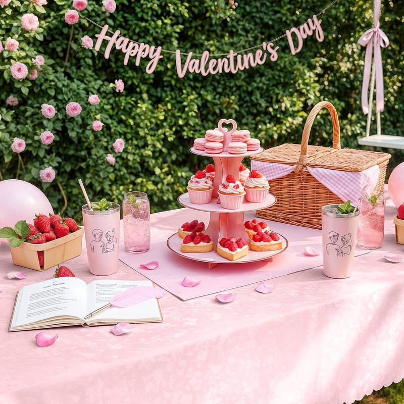 Smiry Rectangle Table Cloth, Waterproof Heavy Duty Vinyl Tablecloths, Wipeable Washable Table Cover for Kitchen, Dining Room & Valentines (Pink, 60" X 120")