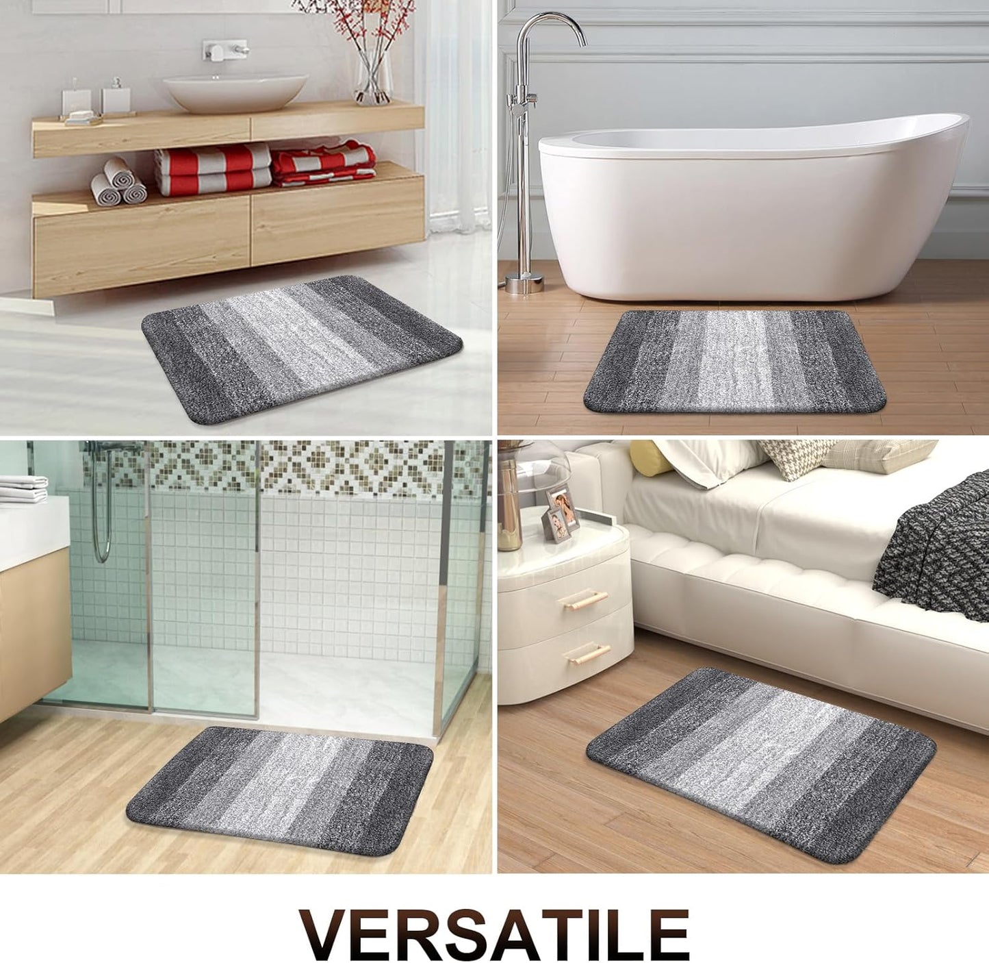 OLANLY Bathroom Rugs - Extra Soft Microfiber Mat 30x20 | Quick Dry & Machine Washable, Grey