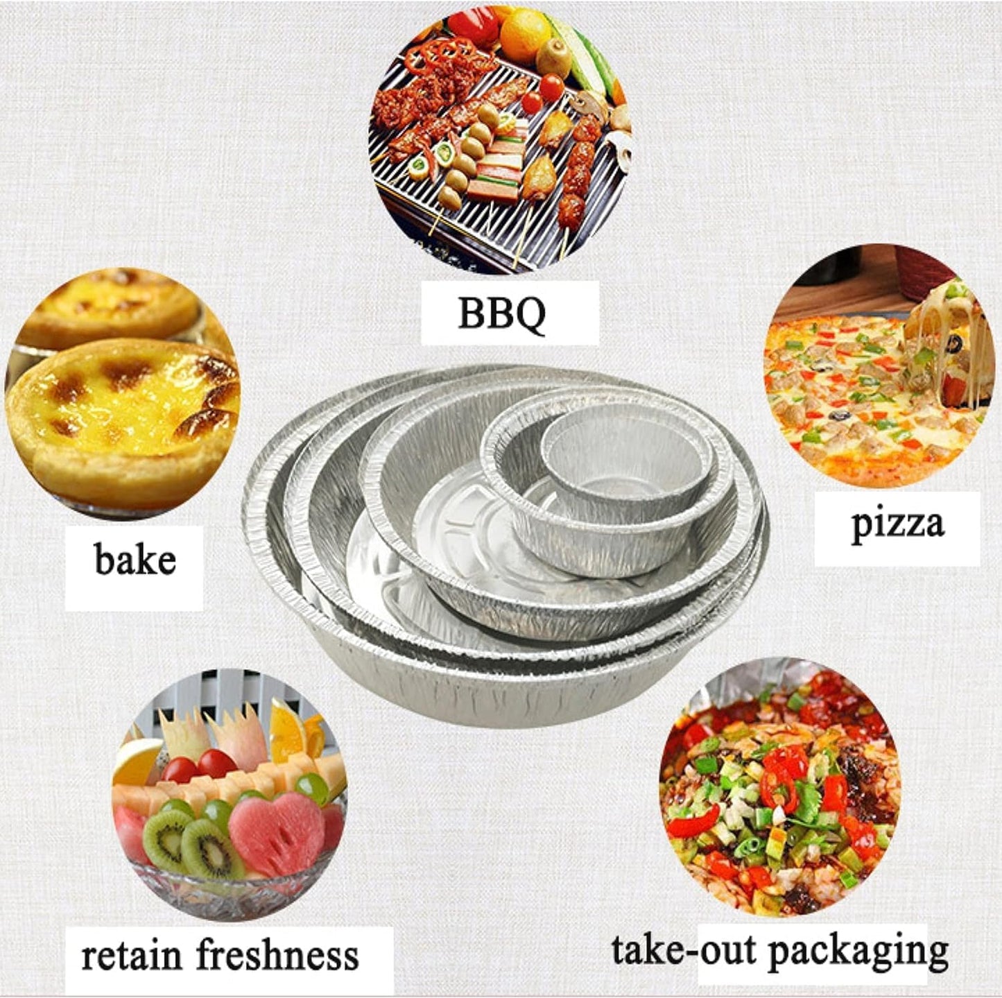 WHDepot 8'' Inch Round Tin Foil Pans Disposable Aluminum Pans with Clear Lids (30 Pack), Freezer & Oven Safe - For Baking, Cooking, Storage, Roasting, & Reheating, Recyclable, Pack of 30