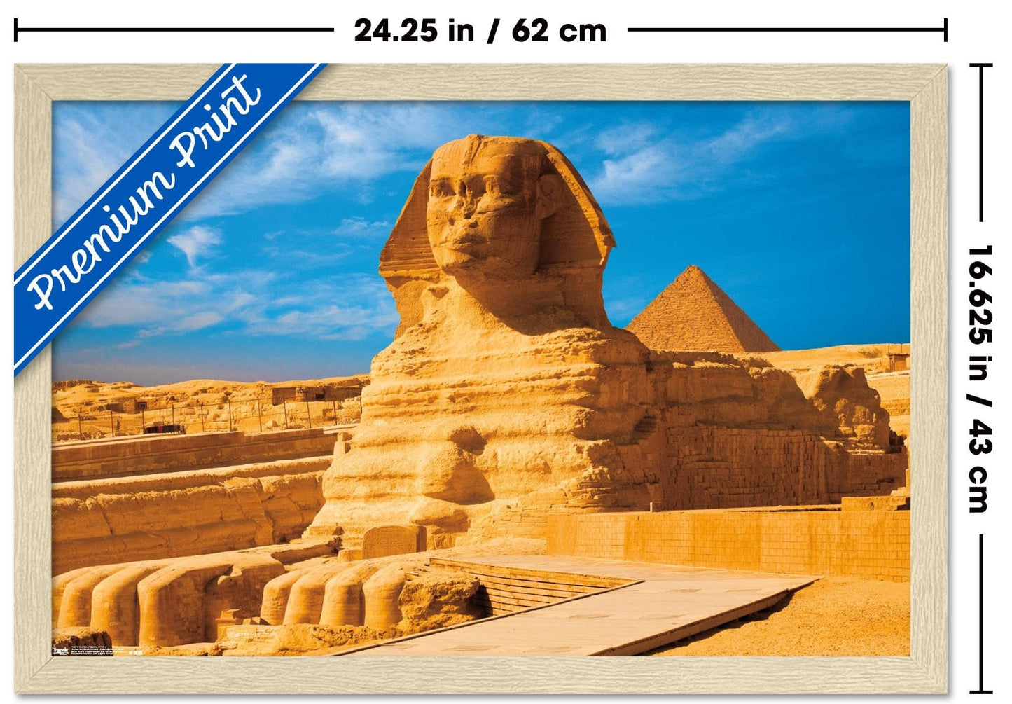 The Great Sphinx Of Giza Wall Poster, 22.4L" x 14.7W", Blonde Framed Version