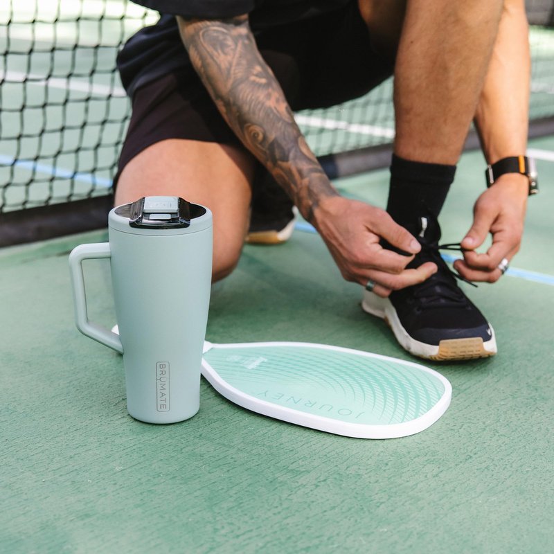 BrüMate Era Flip 30oz Tumbler with 100% Leakproof Covered Straw Lid | Hygienic Covered Straw | Insulated Stainless Steel Water Bottle with Handle | Cup Holder Friendly | BPA-Free (Dune)