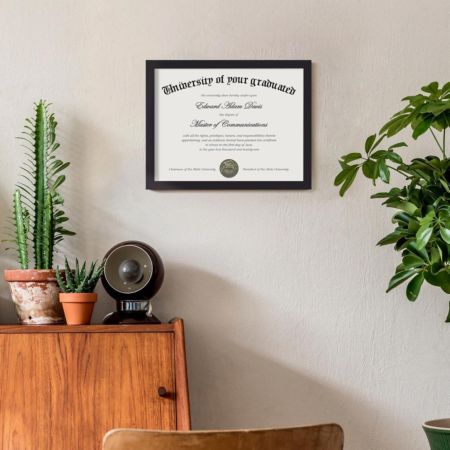 Upsimples Certificate Frame - Clear Plexiglass Diploma Frame for Wall/Tabletop | 8.5x11 Black, 1 Pack
