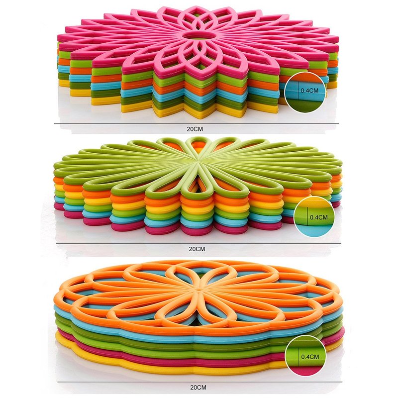 ME.FAN Silicone Trivet Mat - Kitchen Hot Pads for Pots & Dish - Insulated Teapot Trivet - Flexible, Durable, Non-Slip Large Coasters 3 Set Yellow