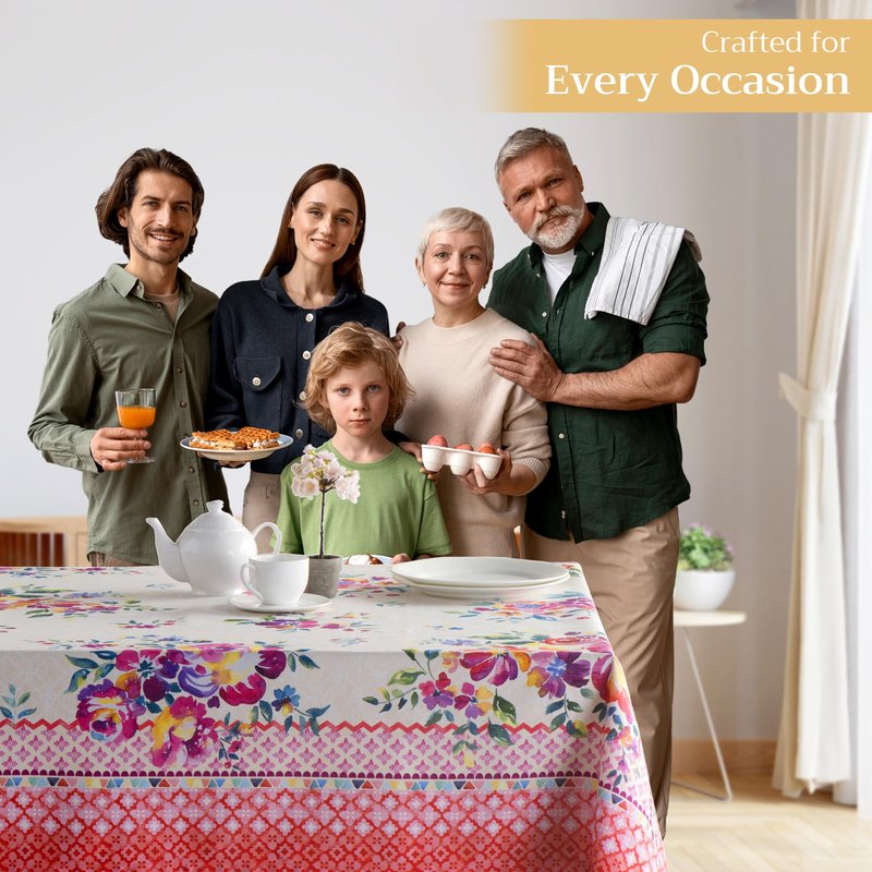 Maison d' Hermine Table Cloth Rectangle Table 100% Cotton 60 x 90 Inches Tablecloth Reusable Decorative for Dining Kitchen Room Farmhouse Home Gifts for Mothers Day Spring Summer - Rose Garden