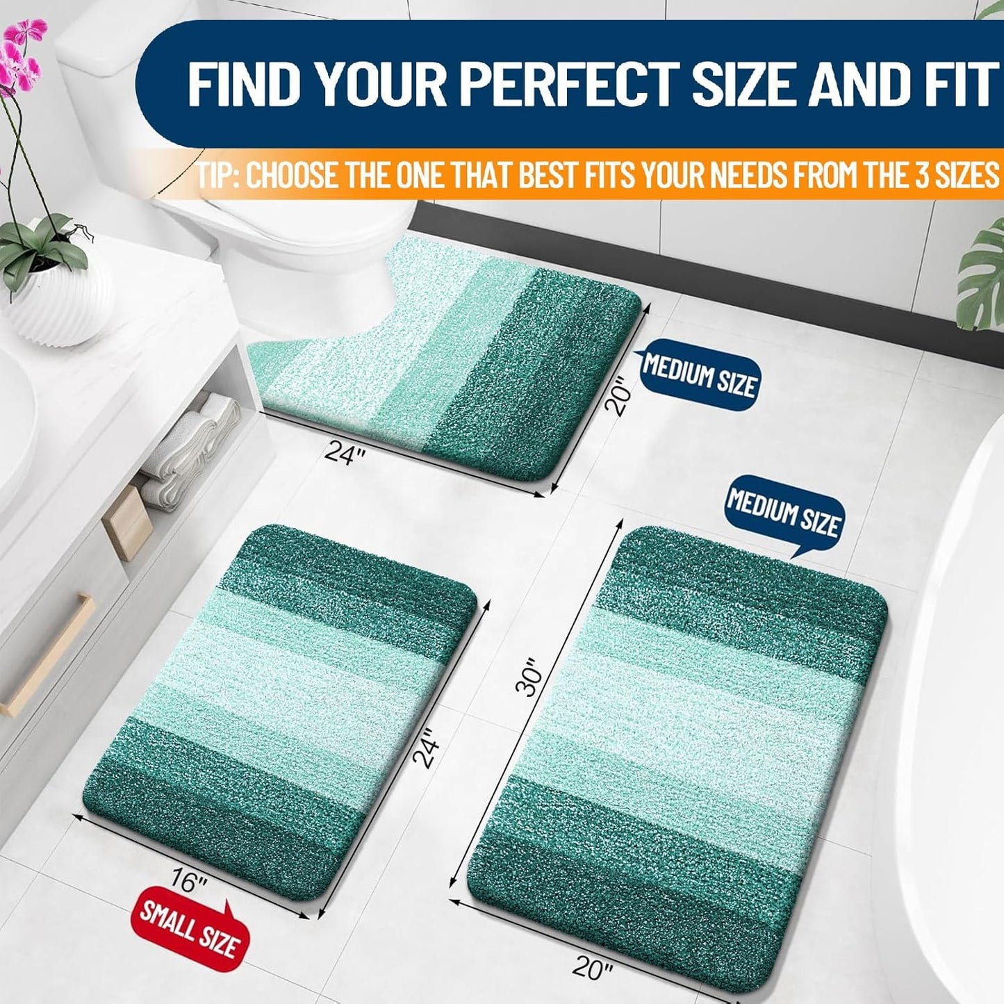 OLANLY Bathroom Rugs - Extra Soft Microfiber Mat | Quick-Dry, Washable, 34x21, Blackish Green