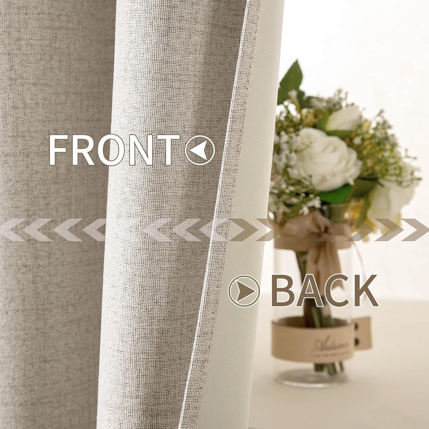 MIULEE Blackout Curtains - 100% Linen Textured Thermal Insulated Drapes | 52 x 54 Inch (2 Panels) for Luxury Bedroom & Living Room Decor