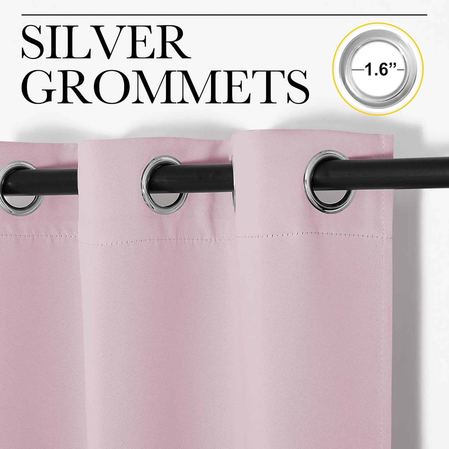 NICETOWN Room Darkening Drapes - Light Blocking Curtain Panels for Girls' Bedroom | Lavender Pink, 42" x 95" (1 Pair)