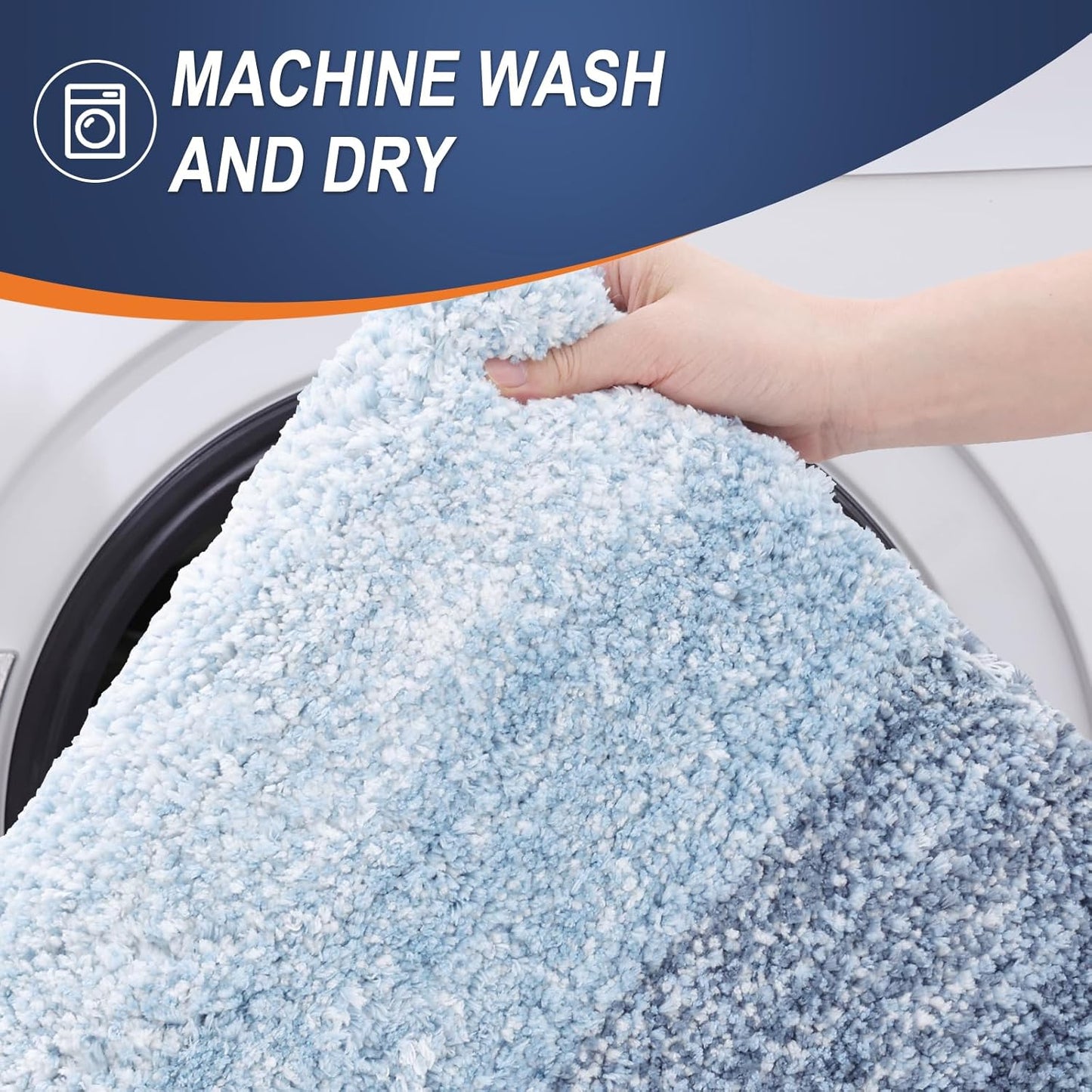 OLANLY Large Bathroom Rug Mat - Extra Soft Microfiber, Quick Dry, Machine Washable | 44x32, Blue