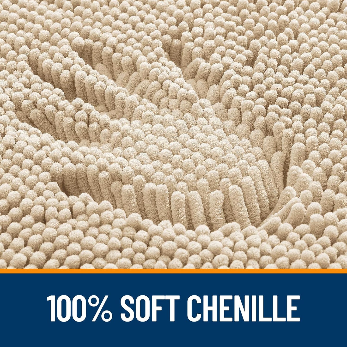 OLANLY Bathroom Runner Rugs - Extra Soft Chenille Bath Mats | 47x24, Quick Dry, Machine Washable, Beige