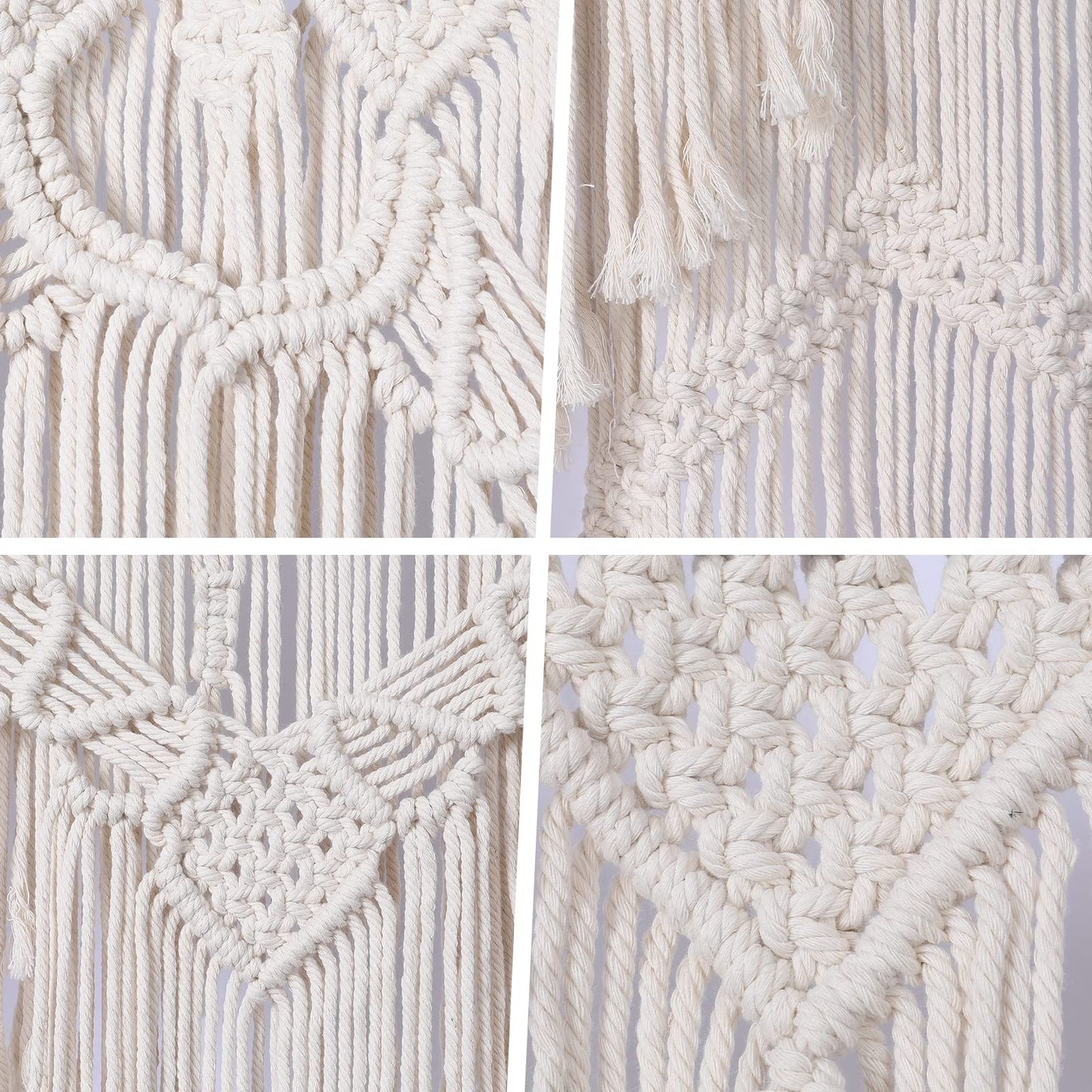 ANMINY Boho Macrame Wedding Backdrop for Arbor Arch Large Macrame Curtains Wall Hanging Handmade Window Doorway Macrame Curtains Tapestry Art Decor with Tassels 79''W x 79''L