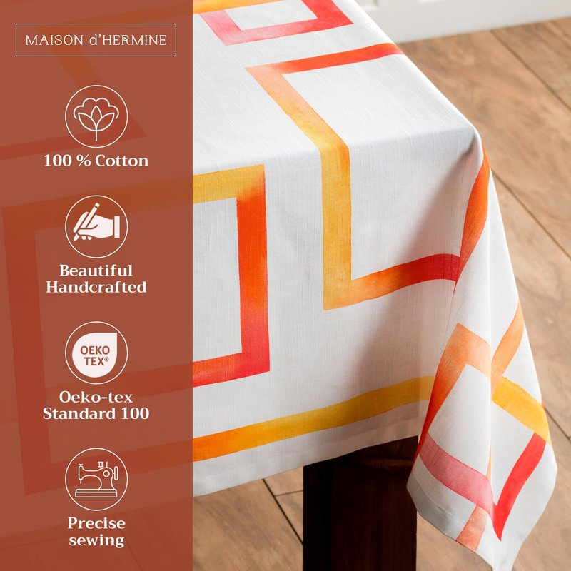 Maison d' Hermine Table Cloth Square Table 100% Cotton 54 x 54 Inches Tablecloth Reusable Decorative for Dining Kitchen Room Farmhouse Home Gifts for Mothers Day Spring Summer - Summer Maze