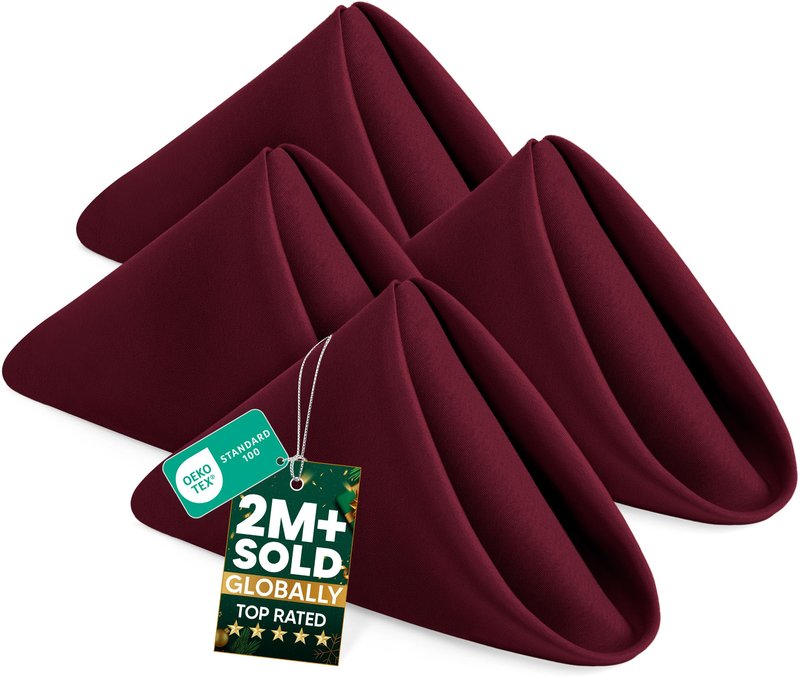Utopia Home Burgundy Cloth Napkins (12 Pack, 17x17 Inches), Ideal Dinner Napkins for Party, Wedding and Lunch/Dinner
