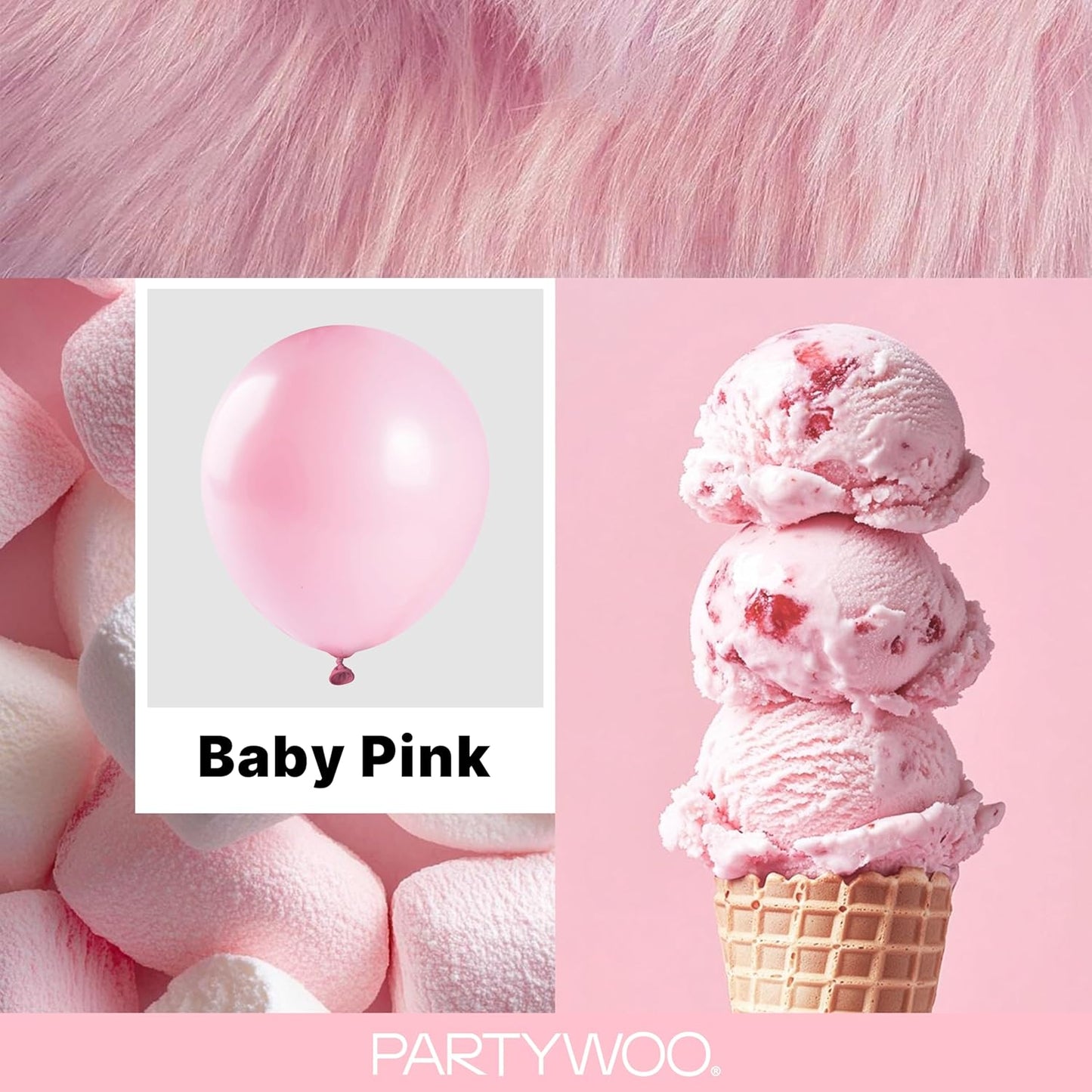 PartyWoo Baby Pink Balloons - 127-Piece Arch Kit with Multiple Sizes for Baby Shower & Birthday Decor