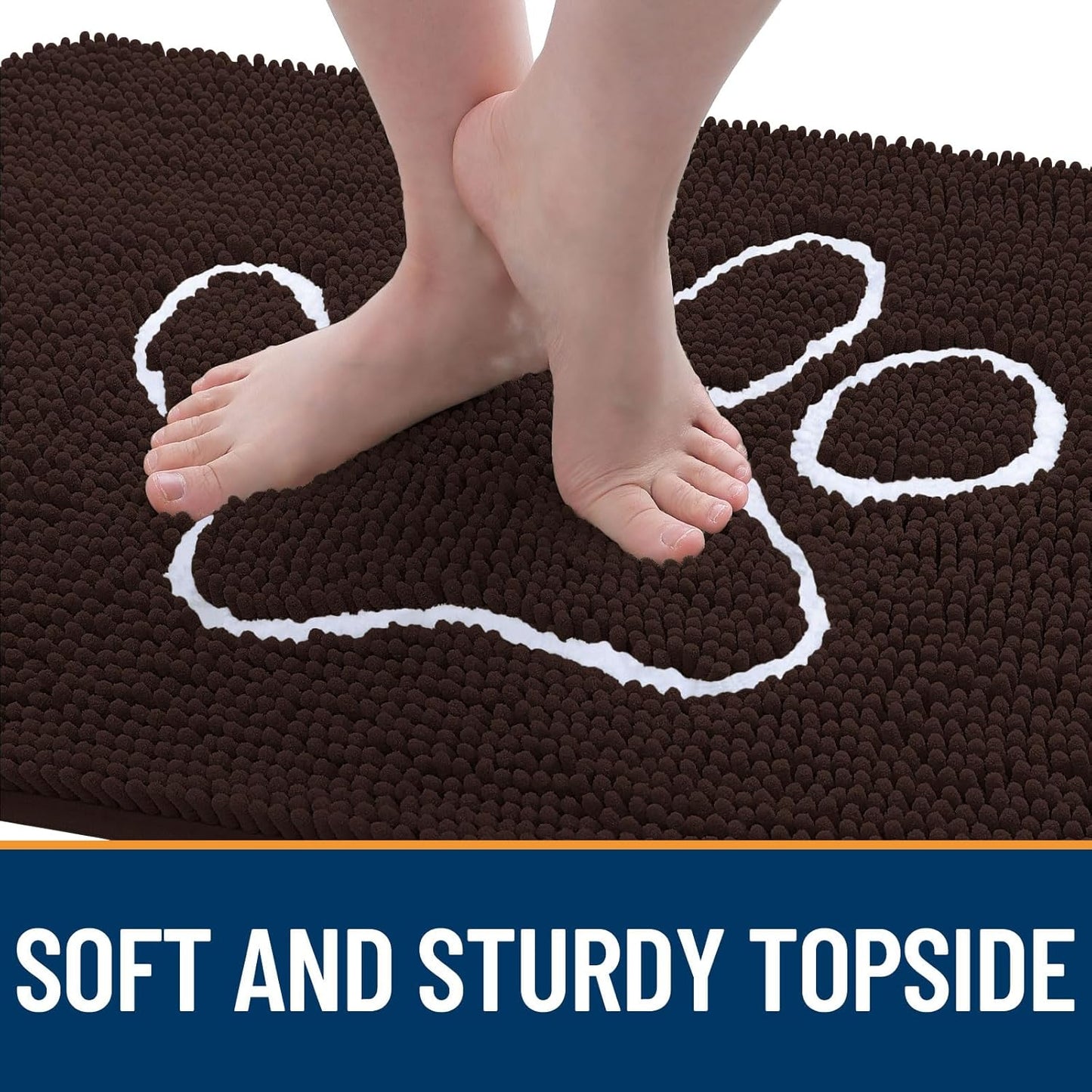 OLANLY Dog Door Mat - Absorbent Non-Slip Mud Mat for Paws | 59x32 Paw Print Design in Brown