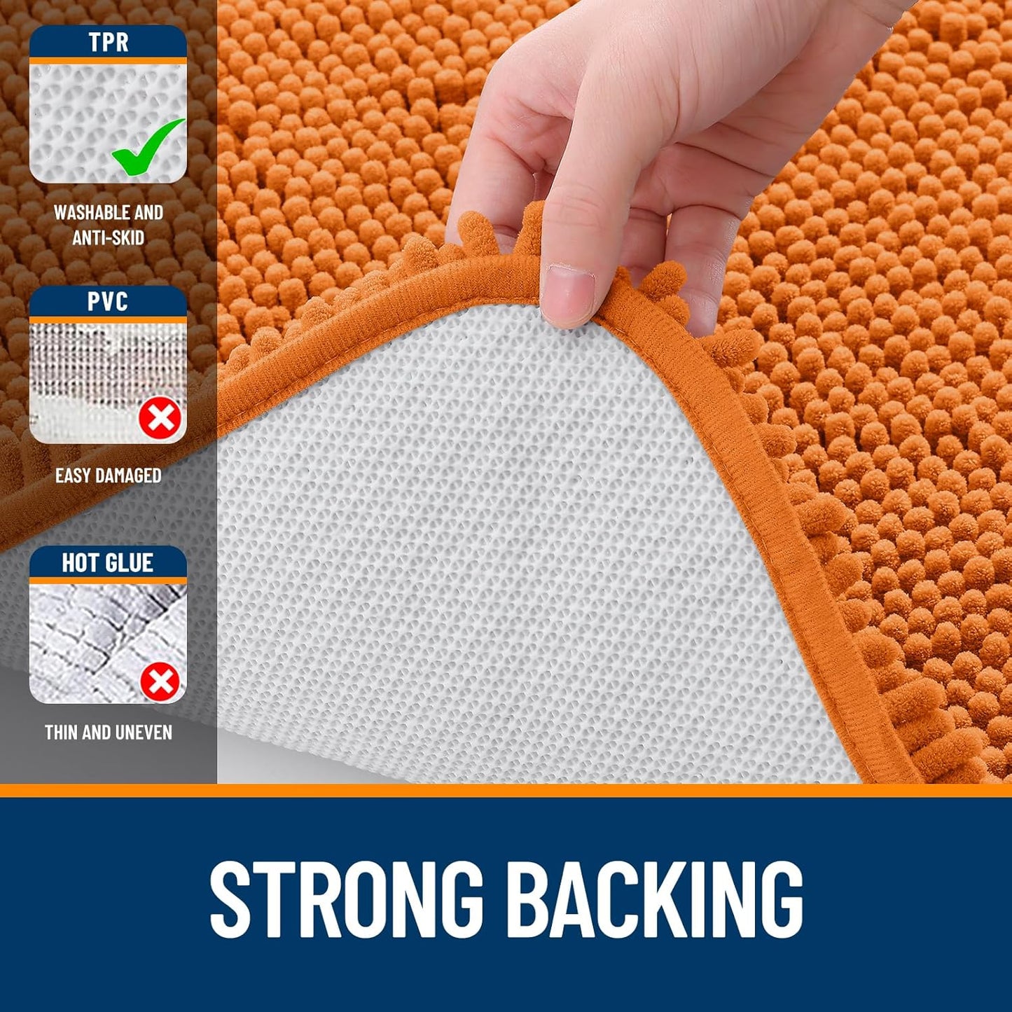 OLANLY Bathroom Rugs - Extra Soft Chenille Bath Mats with Rubber Backing | 30x20, Quick Dry, Machine Washable, Clay