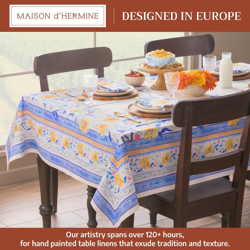 Maison d' Hermine Table Cloth Rectangle Table 100% Cotton 70 x 108 Inches Tablecloth Reusable Decorative for Dining Kitchen Room Farmhouse Home Gifts for Mothers Day Spring Summer - Girassol