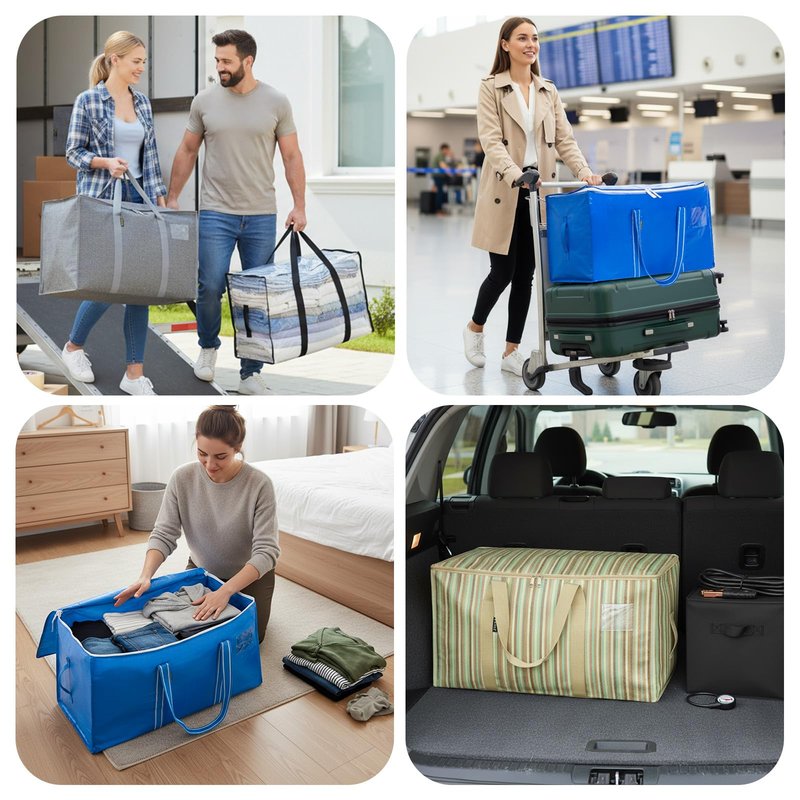 BALEINE 4-Pack Oversized Moving Bags with Reinforced Handles, Heavy-Duty Storage Tote for Clothes, Moving Supplies (Royal Blue, 4-Pack)