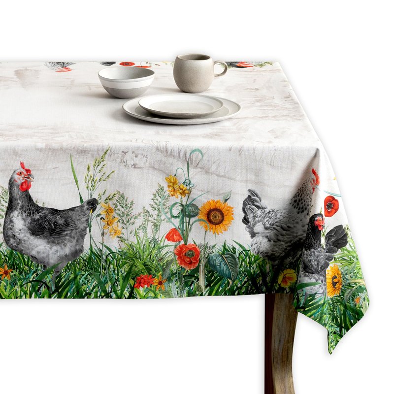 Maison d' Hermine Table Cloth Square Table 100% Cotton 60 x 60 Inches Tablecloth Reusable Decorative for Dining Kitchen Room Farmhouse Home Gifts for Mothers Day Spring Summer - Basse Cour