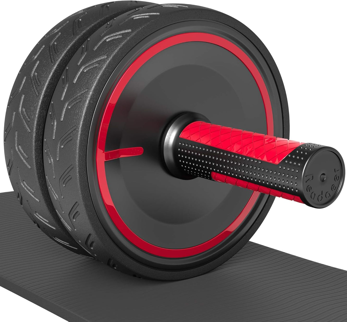 READAEER Ab Roller Wheel, Heavy Duty Workout Equipment for Home Gym, Professional Metal Handle with Rubber Surface Abdominal Exercise Wheel for Strength Training, Ab Wheel with Knee Pad
