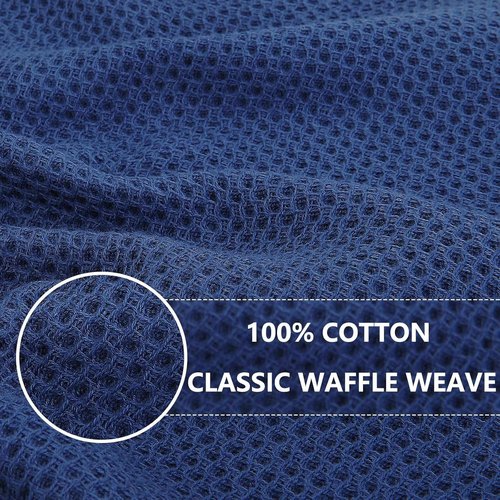 Homaxy Kitchen Dish Towels - Ultra Soft 100% Cotton Waffle Weave | Quick Drying, 12-Pack, Navy Blue, 13 x 28 Inches