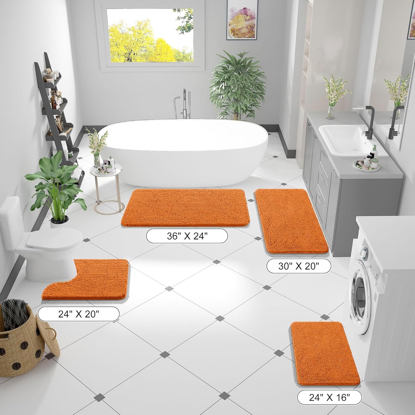 OLANLY Bathroom Rugs - Extra Soft Chenille Bath Mats with Rubber Backing | 30x20, Quick Dry, Machine Washable, Clay