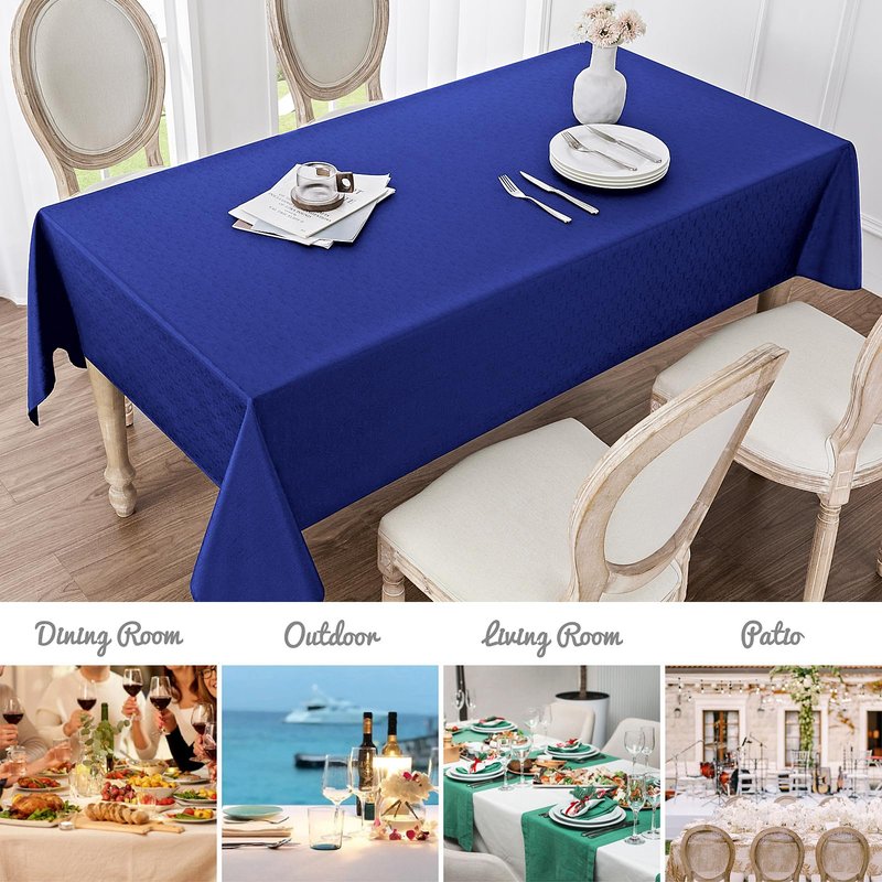 Veblandy 2 Pack Rectangle Tablecloth, 60x104 inch, Water Resistant Wrinkle Free Linen Textured Table Cloth Washable, Decorative Fabric Table Cover for Dining, Party and Camping, Royal Blue