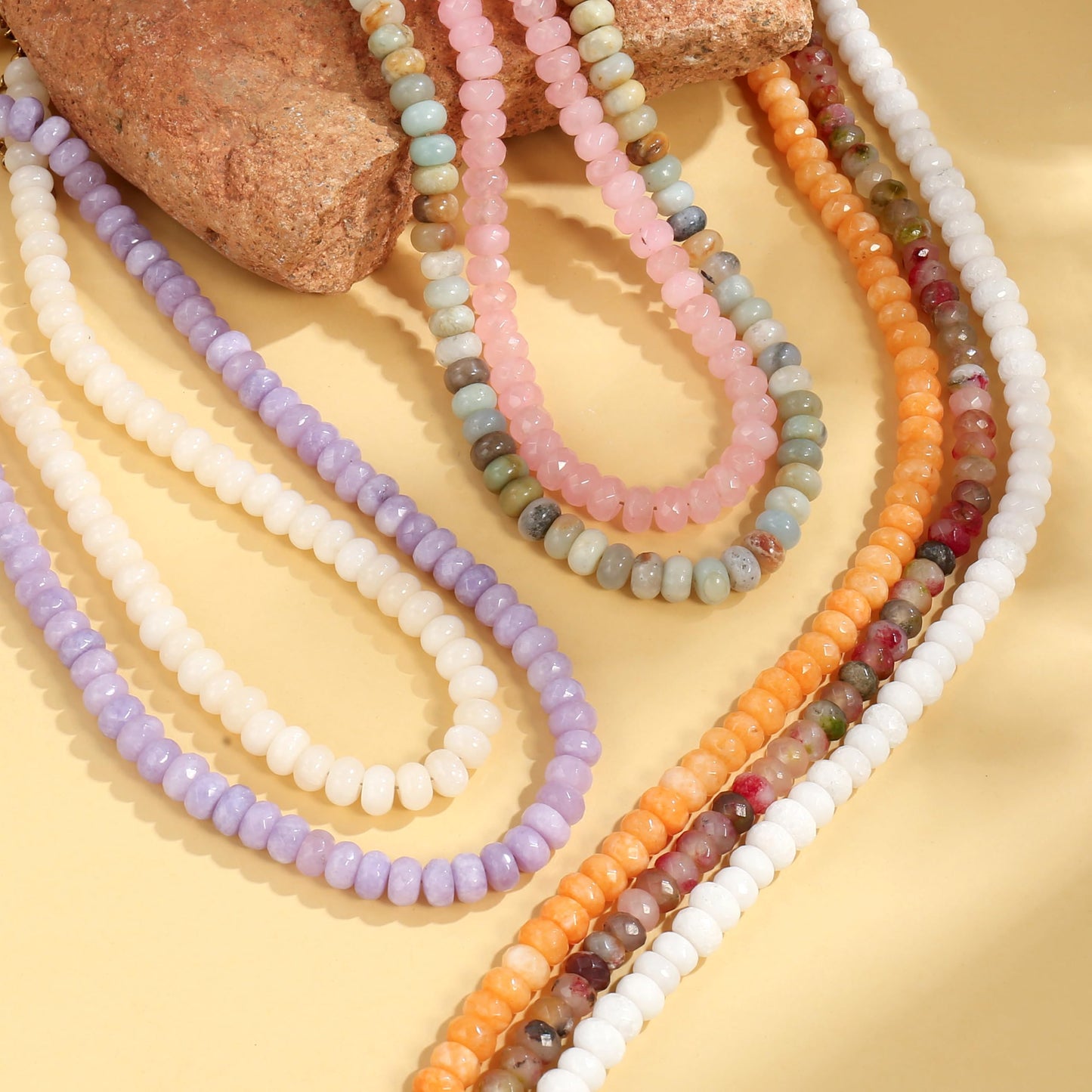 Badu Purple Gemstone Beaded Necklace for Women Natural Stone Bead Beach Choker Necklace Fashion Trendy Jewelry Gifts