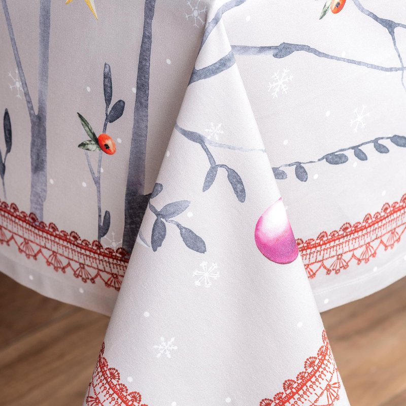 Maison d' Hermine Table Cloth Rectangle Table 100% Cotton 60 x 108 Inches Fall Tablecloth Reusable Everyday Use for Thanksgiving Christmas Decorations Dining Farmhouse Party (Fairy Christmas)