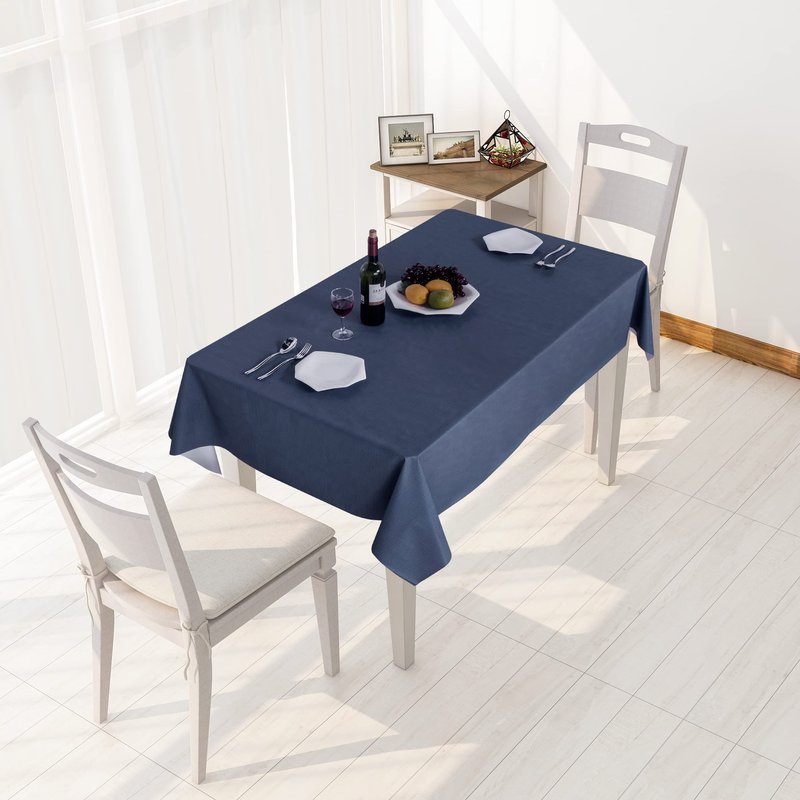sancua 100% Waterproof Rectangle PVC Tablecloth - 60 x 84 Inch - Oil Proof Spill Proof Vinyl Table Cloth, Wipe Clean Table Cover for Dining Tables, Buffet Parties and Camping, Greyish Blue
