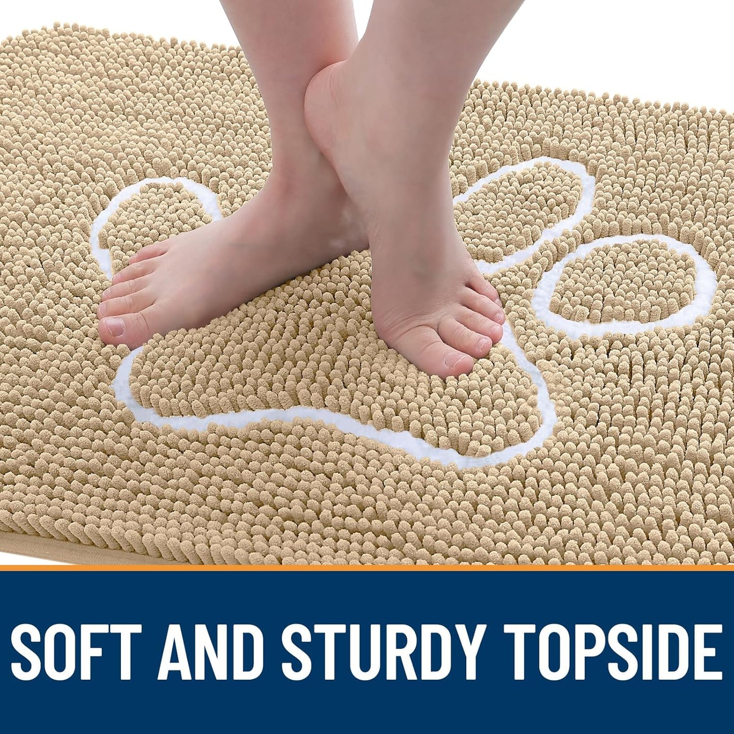 OLANLY Dog Door Mat - Absorbent Non-Slip Mud Mat for Muddy Paws | 59x24 Paw Print Design, Quick Dry Beige